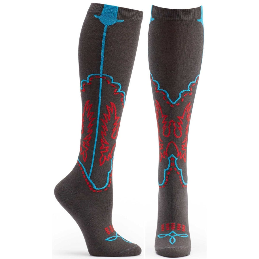 Cowboy Boots Knee High Sock - W834-18 - Ozone Design Inc